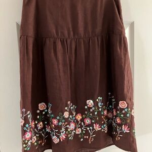 Carol Little  Brown Linen A-Line Skirt